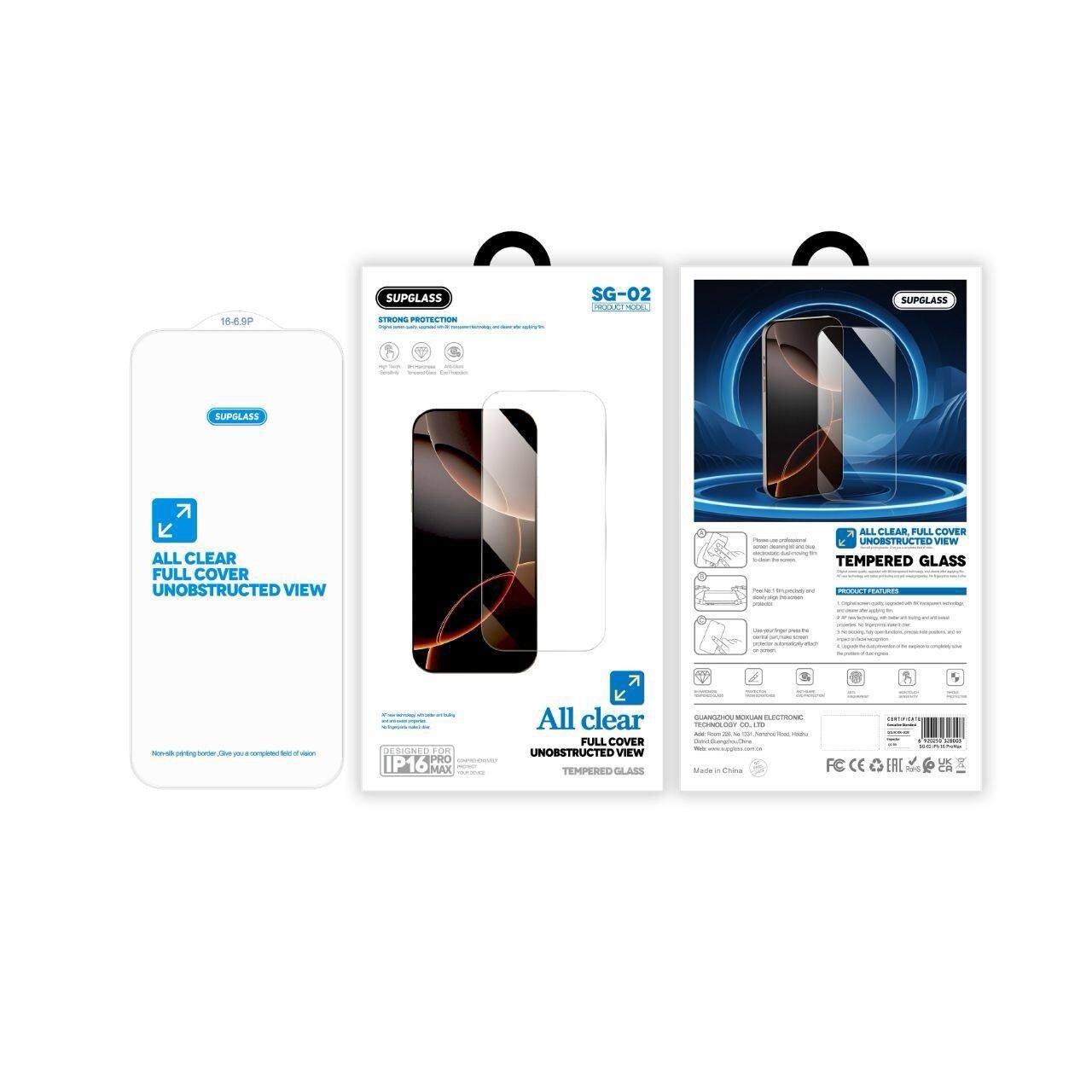 Защитное стекло на дисплей iPhone 17 Pro Max/16 Pro Max (6.9