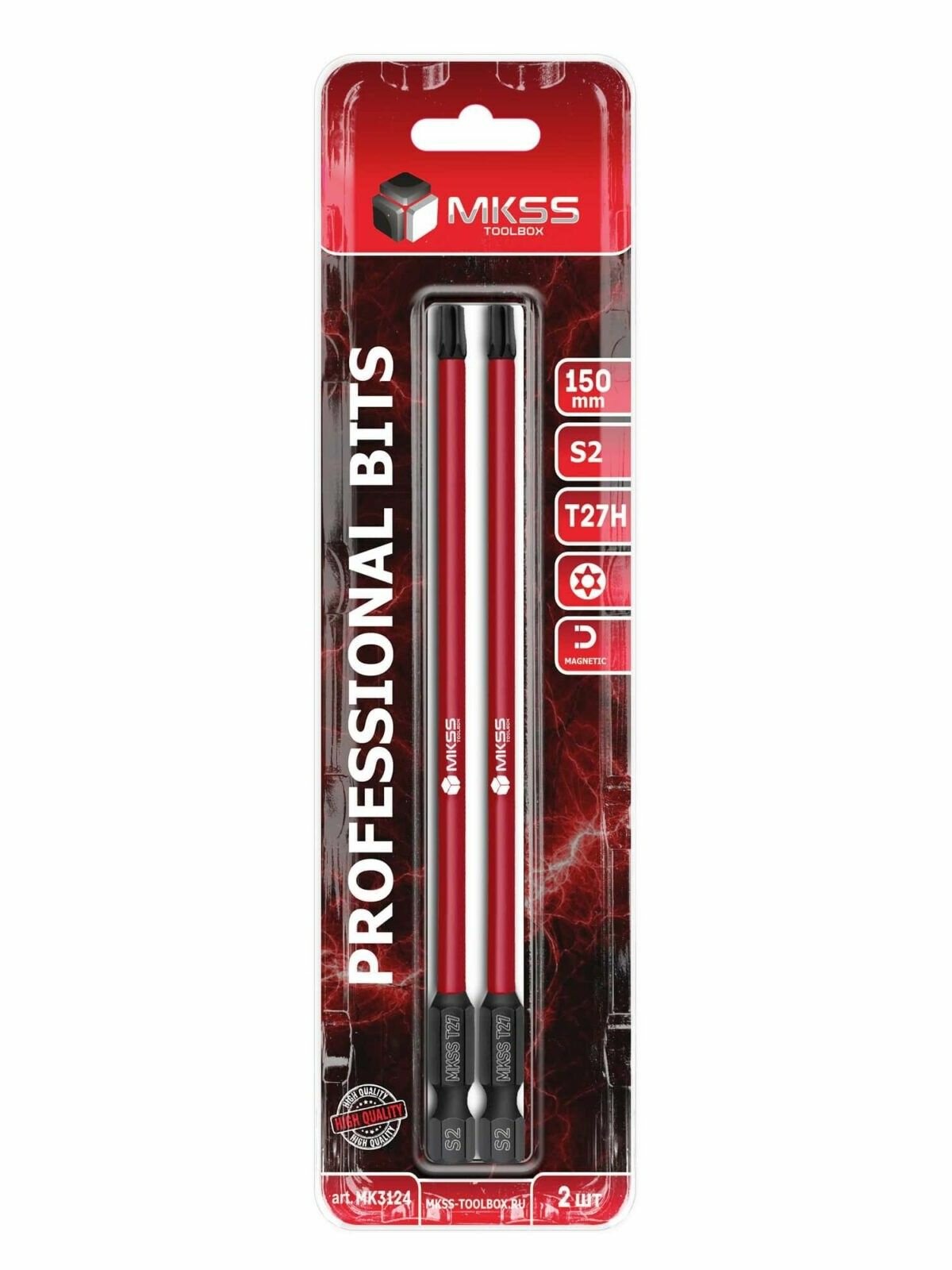 Биты Т27х150 TORX магнитные 2 шт. MKSS звездочка с отверстием