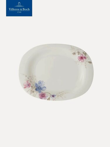 Изображение товара Овальное блюдо 34 см, Mariefleur Gris Basic, Villeroy & Boch, Премиум-Фарфор