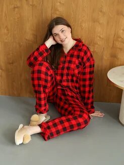 Комплект для кормящих мам МИЛАНА 46, размер 46, красная клетка — фото 1