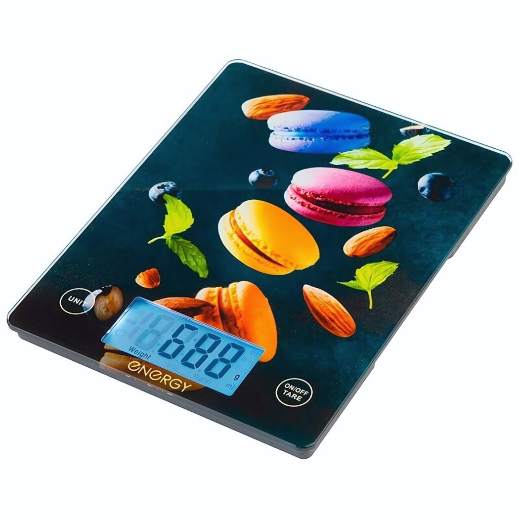 Весы кухонные электронные "EN-433B" с LED-дисплеем, стеклянная поверхность, 10кг, цвет в ассортименте