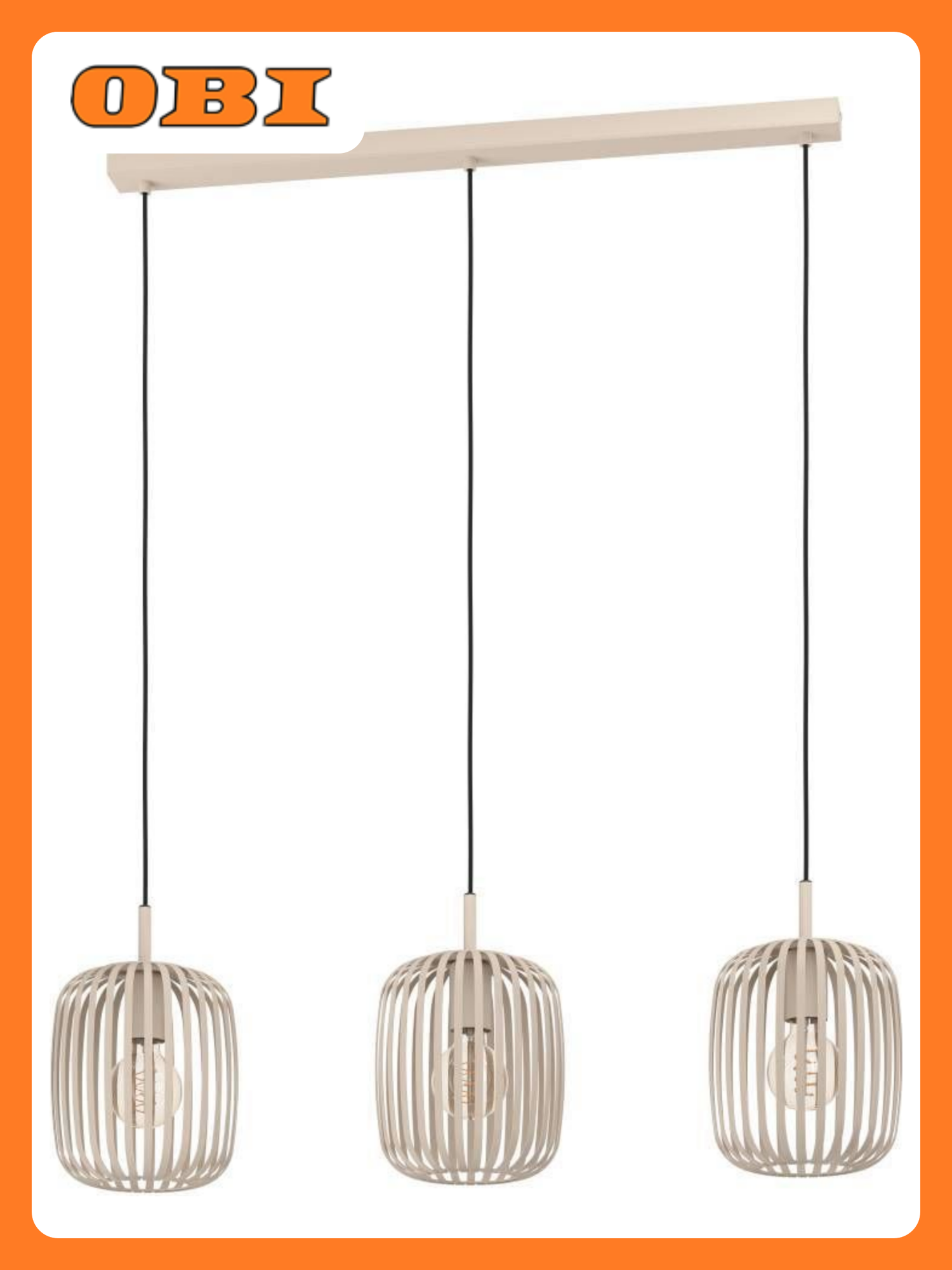 Подвесной светильник RONDO 3: 1x40W (E27), L200, H1420, сталь, пластик, черный/стекло, белый