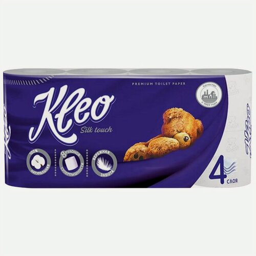 Изображение товара Бумага туалетная KLEO Silk Touch 8 шт/уп. 4-слойные 140 листов без аромата