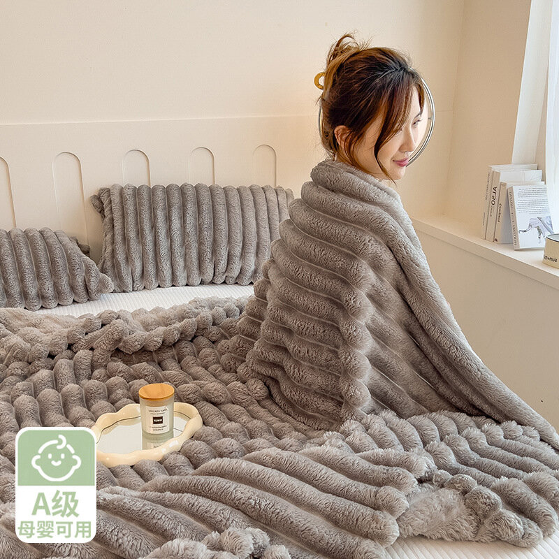 Молочное бархатное одеяло толстое зимнее утолщенное плюшевое одеяло с кроликом для офиса коралловое бархатное домашнее одеяло для дивана