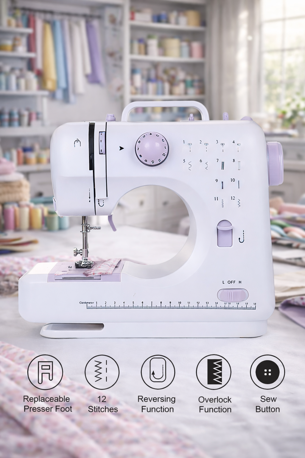 Мини Швейная машинка, 12 строчек, ручная, с педалью, с подсветкой