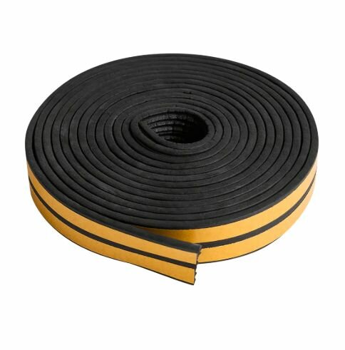 Уплотнитель EPDM для окон и дверей самоклеящийся MONLID E-профиль 6 м цвет черный
