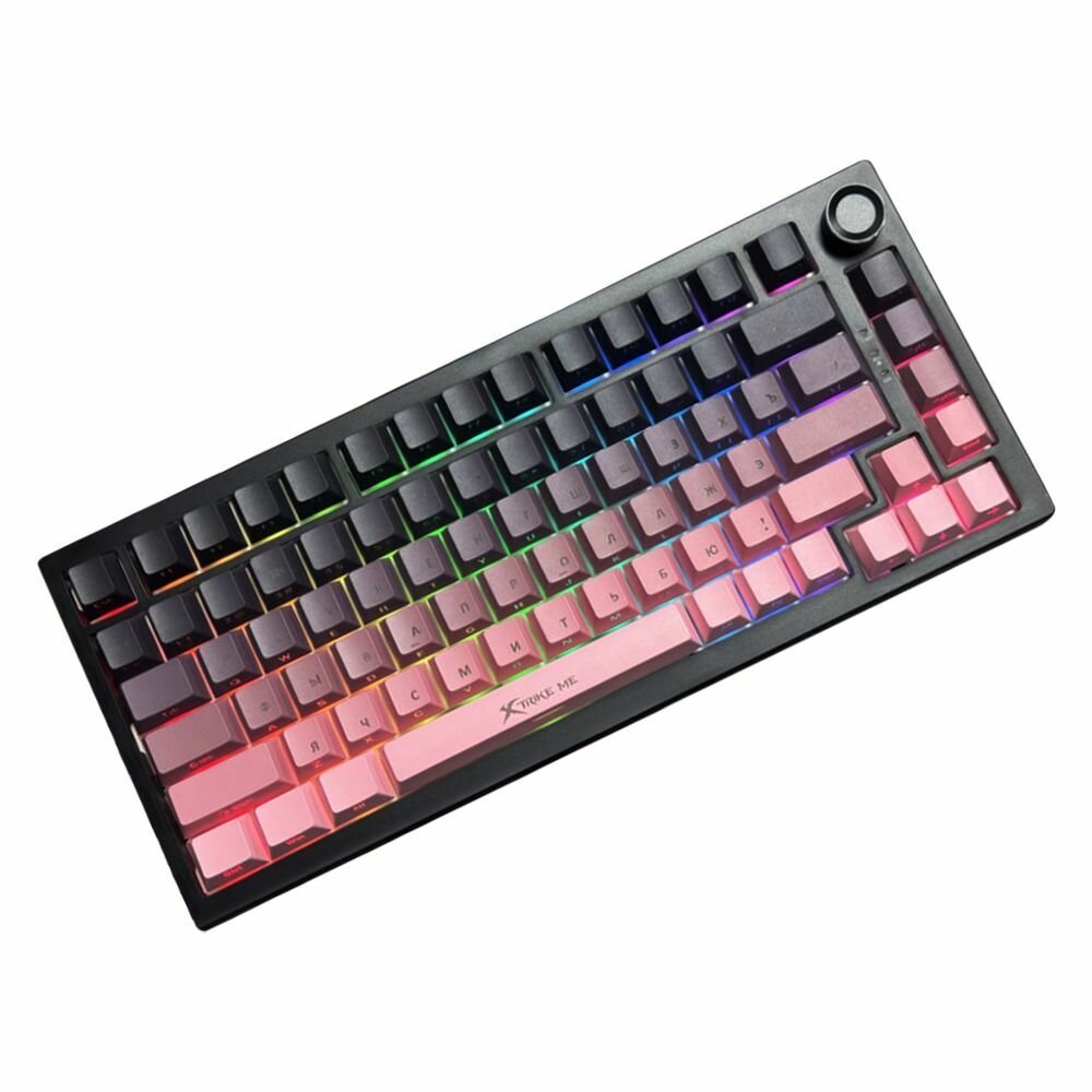 Игровая механическая клавиатура с RGB-подсветкой, Type-C + 2.4G + BTT черно-розовый