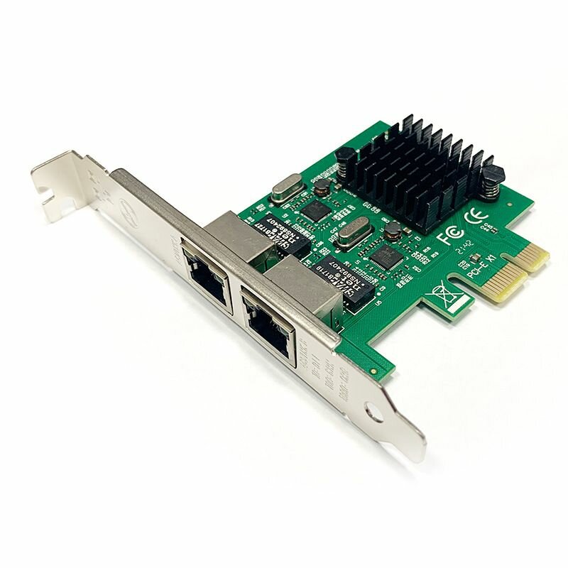 2-х Портовый Гигабитный Сетевой Контроллер Realtek RTL8111F / Сетевая Карта для Компьютера и Сервера PCIe x1 RJ45 10/100/1000 Мбит/с гигабитная Ethernet