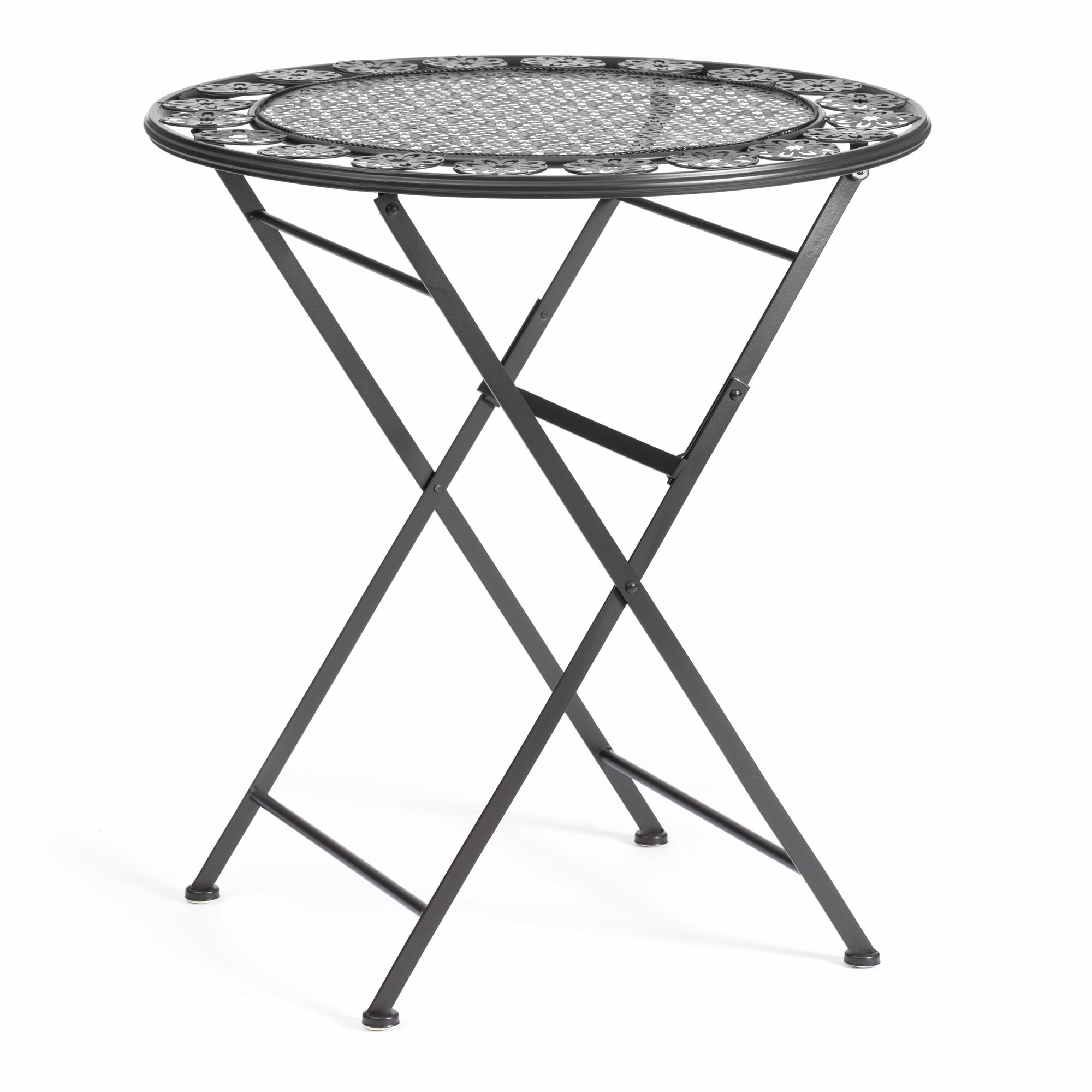 Стол садовый складной круглый TetChair Patio NEW 70х75см стальной сплав черный