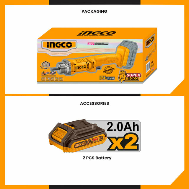 Вибратор Бетонный INGCO CCVLI2023013 35мм 20В 2 А*ч 2300 об/мин — фото 1