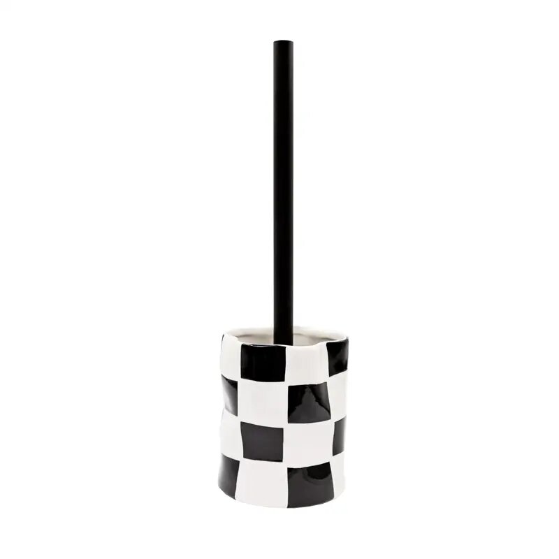 Ёршик для унитаза Bath Plus Chess W CE2023A TOH керамика цвет белые и черные квадратики