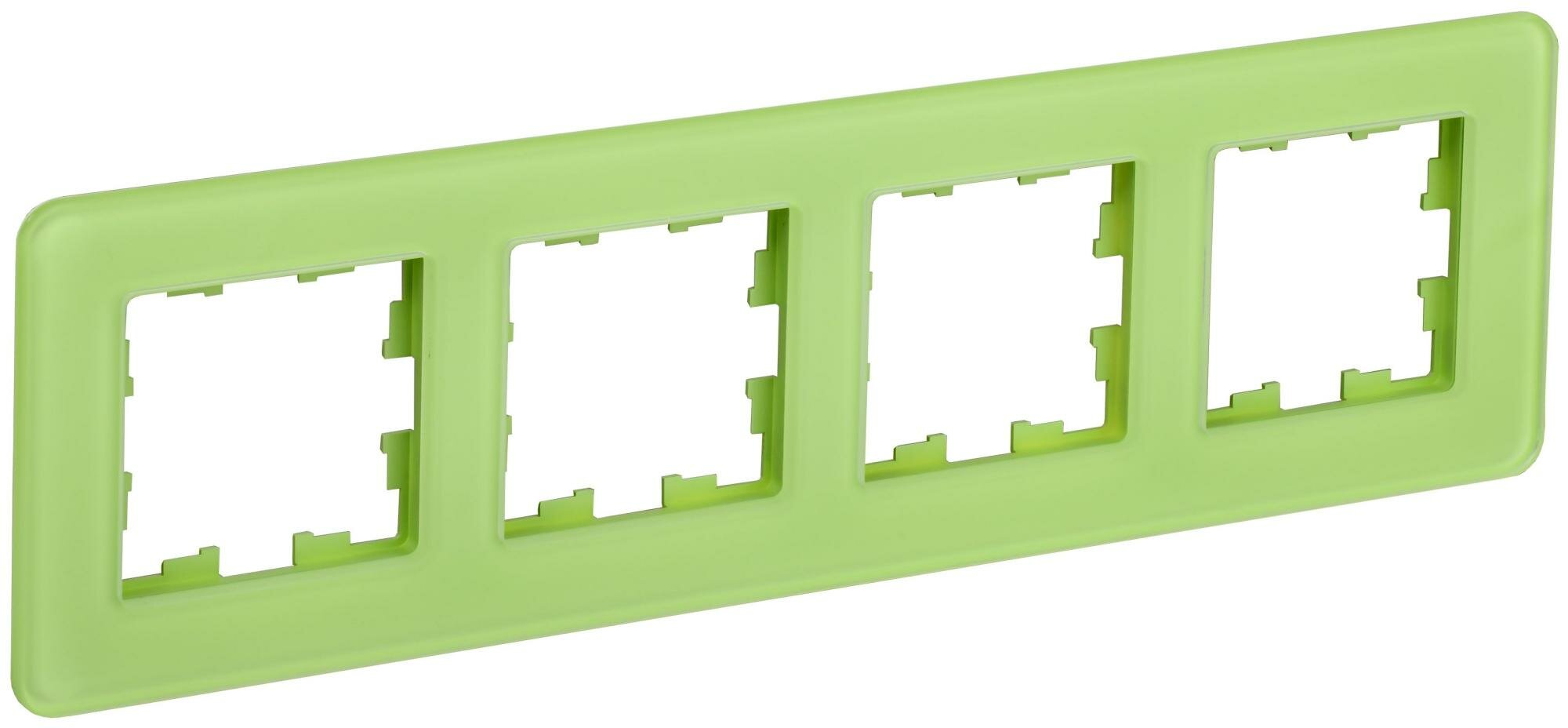 IEK BRITE DECOR Эко грин матовый стекло скругл. угол Рамка 4-мест. РУ-4-2-Бр RE, BR-M42-G-41-K06