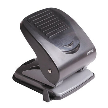 Дырокол deVENTE "Stripe" 40л, пластик, черный, с линейкой