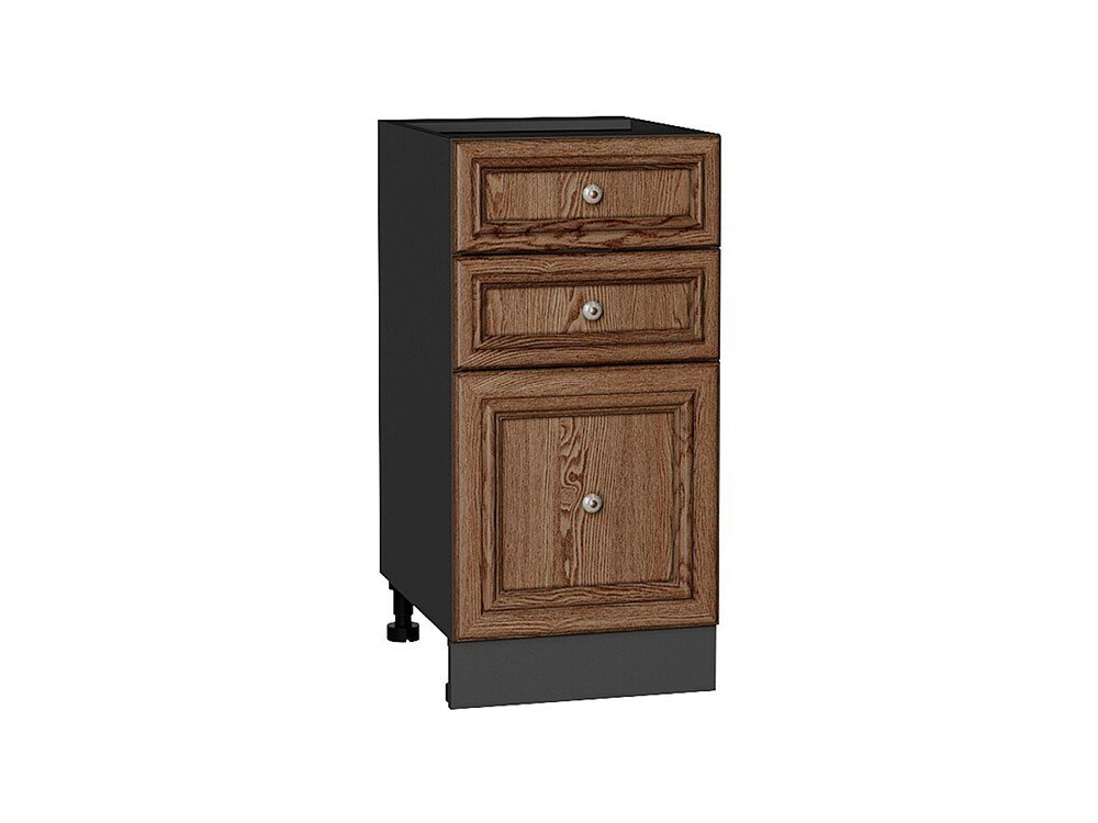 VVT Шкаф нижний с 3-мя ящиками Шале Graphite, Brown Dreamline, 400 В*Ш*Г 816*400*480, фасад МДФ Brown Dreamline, корпус Graphite Brown Dreamline