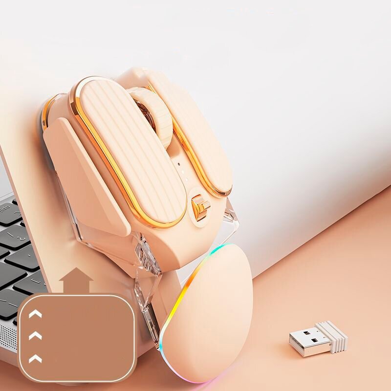 Механическая беспроводная мышь EWEADN Q3, бесшумная, игровая, Bluetooth 5.1 USB-штекер с подсветкой RGB, бежевый — фото 1