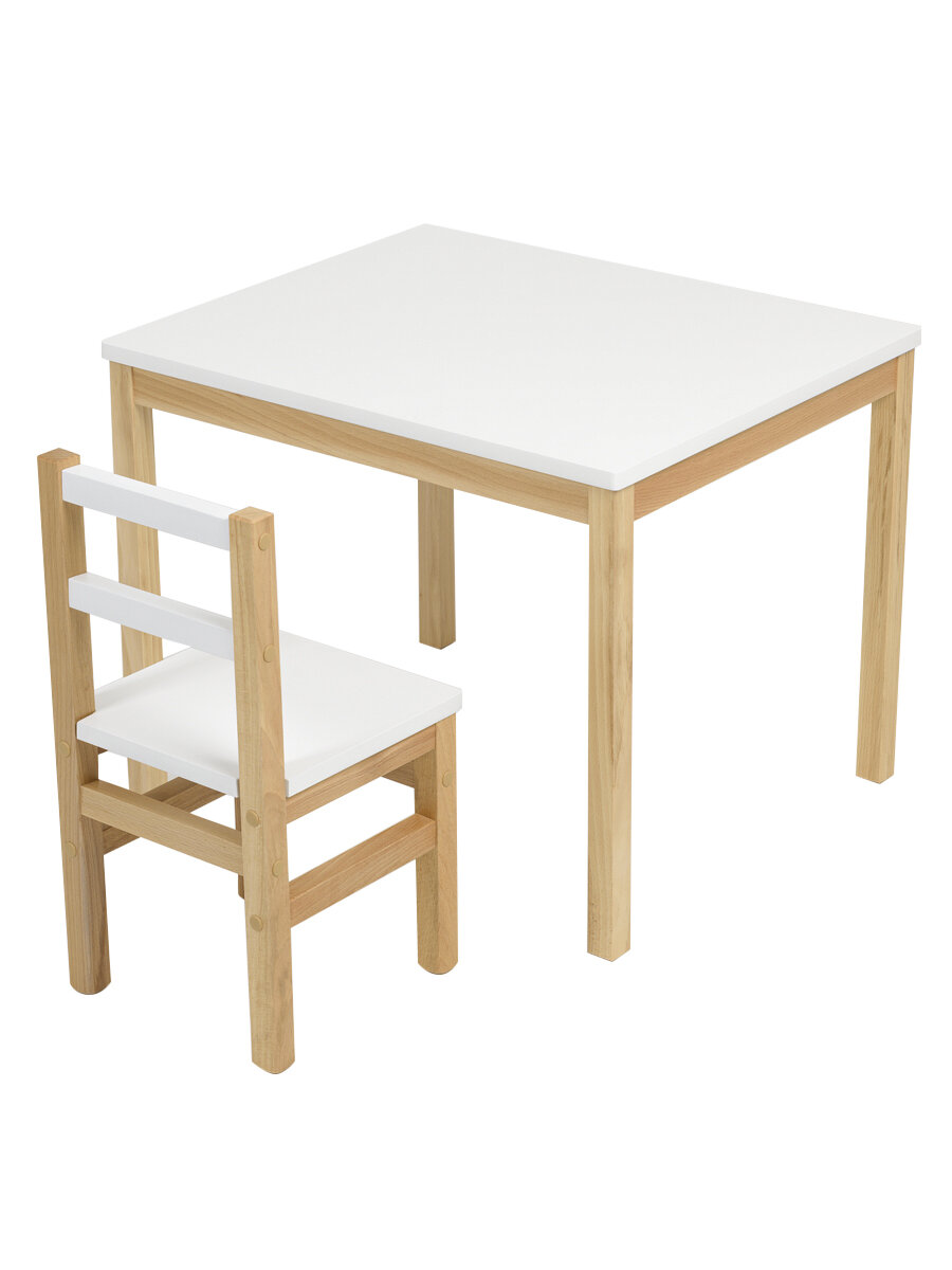 Картинки Стульчик детский деревянный KETT-UP ECO одуванчик NEW белый / натур