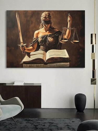 Изображение товара Картина Фемида, постер правосудия, из коллекции "Статуэтка Фемида" на холсте, 60х80 см.