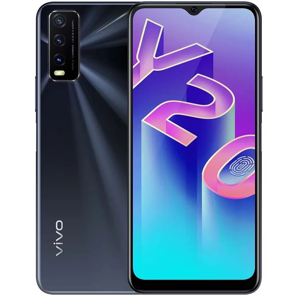 Смартфон Vivo Y20 S, 8/256 ГБ, 2 nano SIM, цвет чёрный глянцевый.
