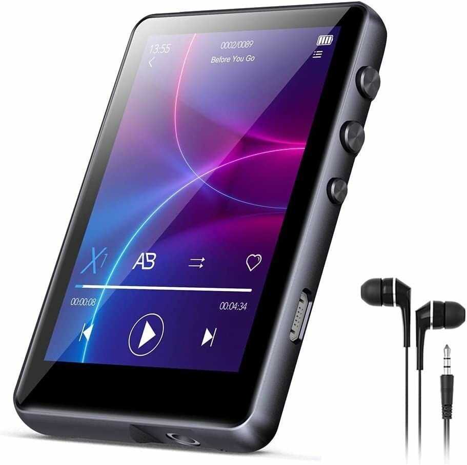 Портативный MP3-плеер SWOFY M4/2,4" полный сенсорный экран Черный Bluetooth/HiFi/FM/Поддержка 128 Гб