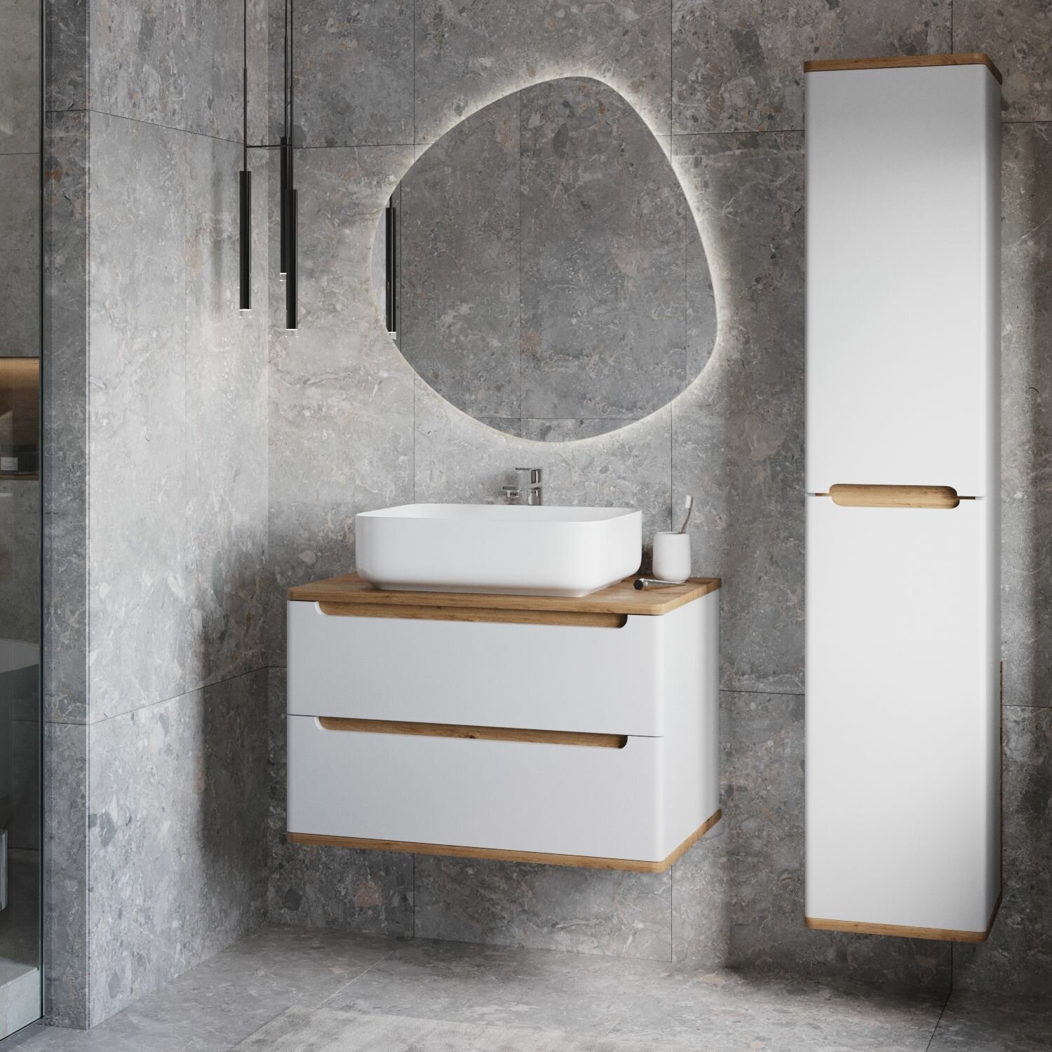 Шкаф Пенал в Ванную Комнату VORQUA 170см. TYPE002PDB