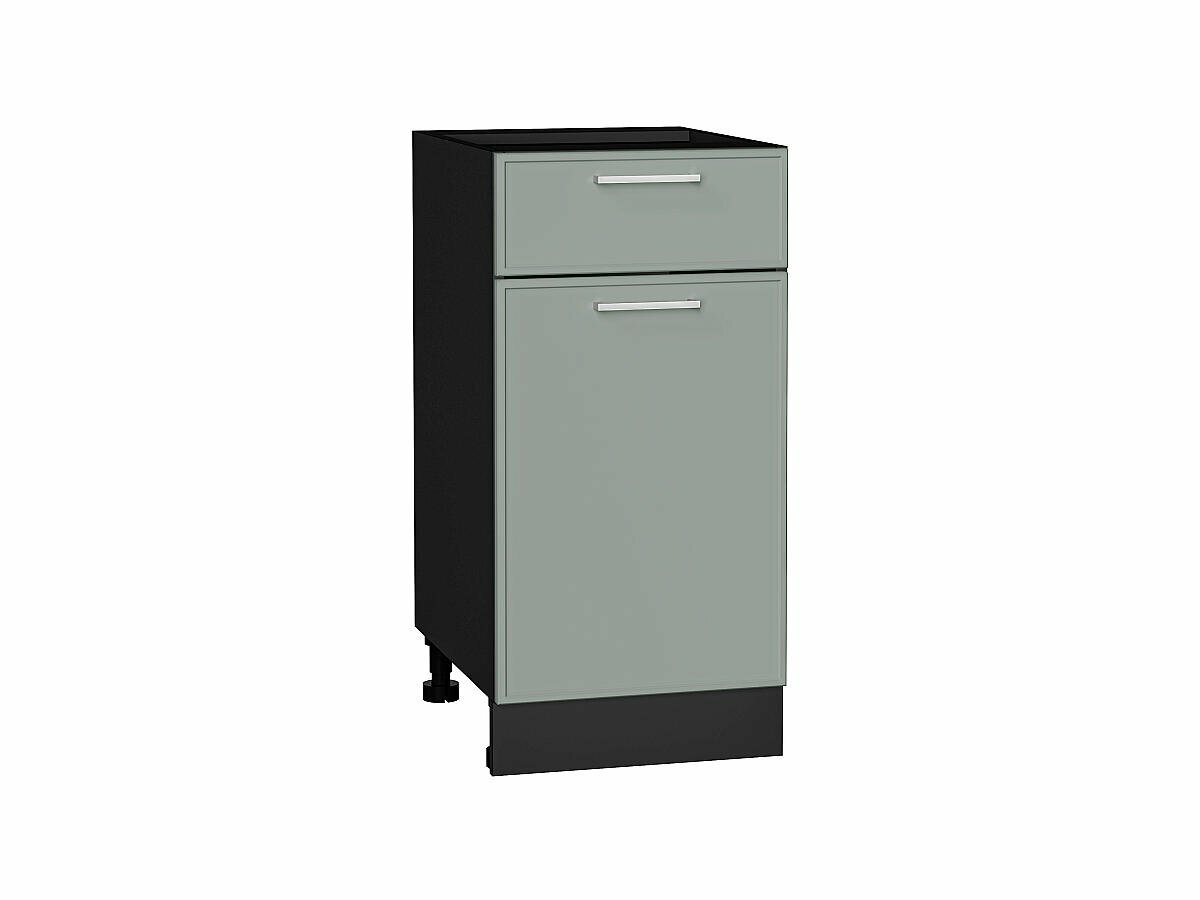 Шкаф нижний с 1-ой дверцей и ящиком Квадро цвет фасада Аквамарин цвет каркаса Graphite 816*400*481 мм