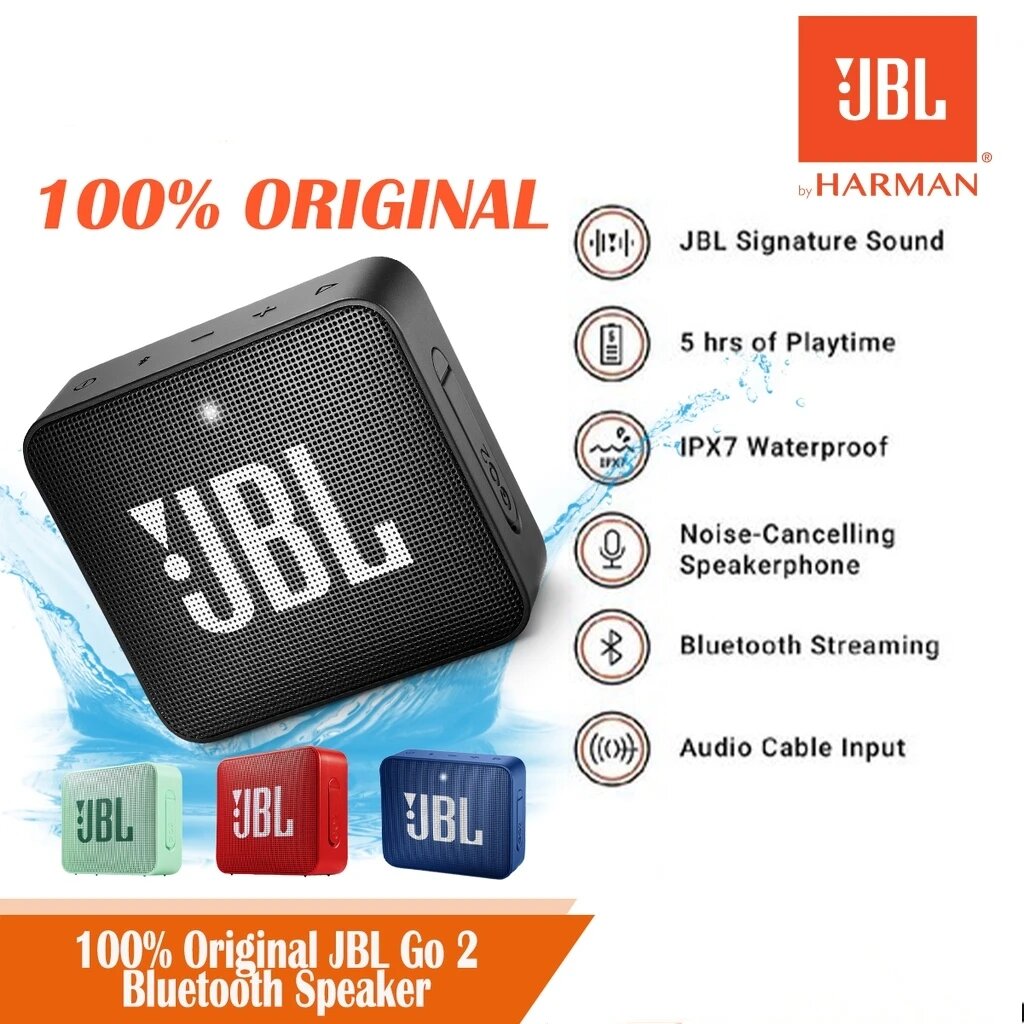 Водонепроницаемая беспроводная мини-колонка JBL Go 2, Черный — фото 1