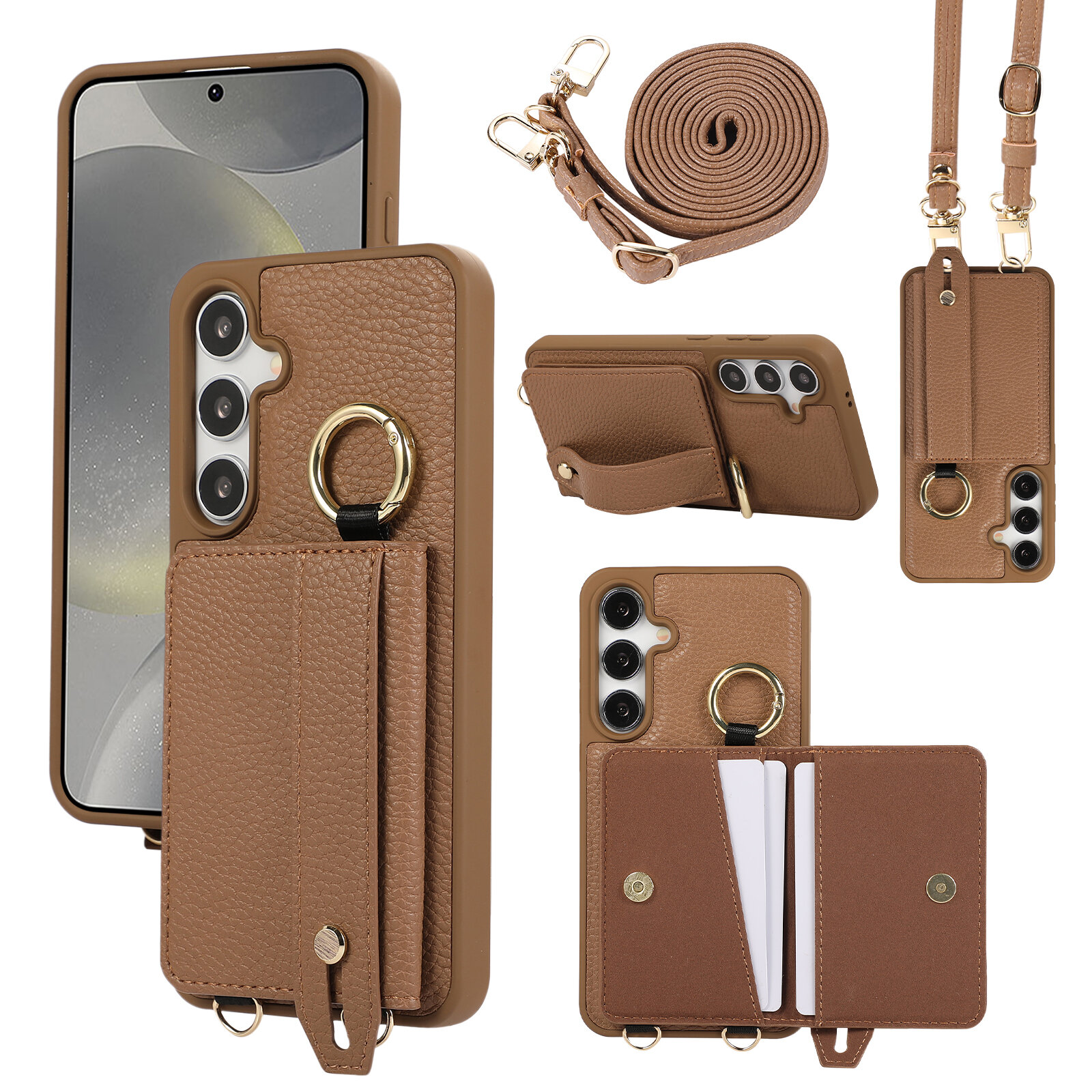 Подходит для Samsung Galaxy S25 Plus/Самсунг Галакси S25+ Модный кошелек на запястье, сумка-кошелек с длинным ремешком, S25+, подставка, soft touch,360° Полная защита, резина, пластик, искусственная кожа,