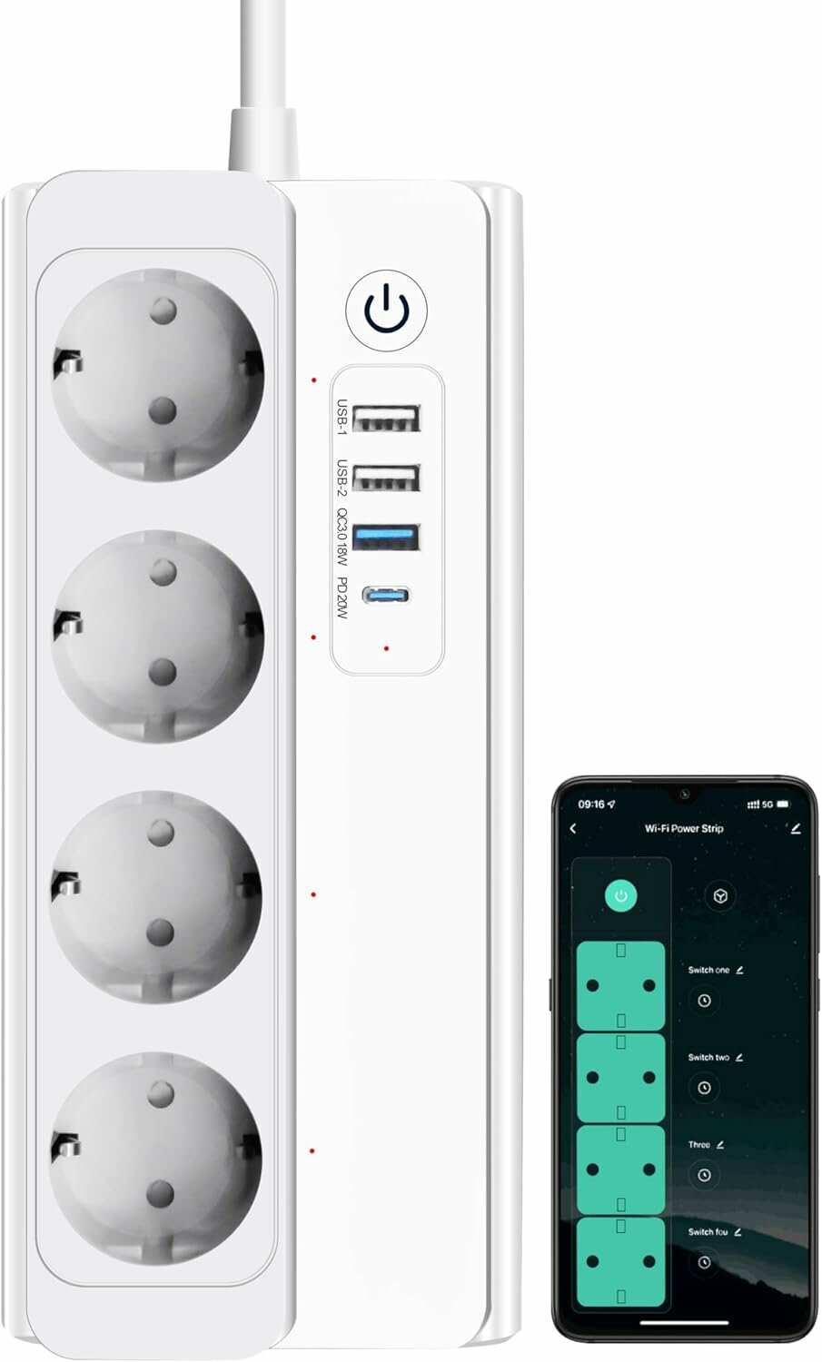 ЗигБи смарт-розетка Xenon 16A 4 электросетевых розетки 2 порта Type-C 2 порта USB-A 20Вт совместимо с Echo Philips HUE SmartThings echo Home Assistant 2MQTT сертифицирован CE