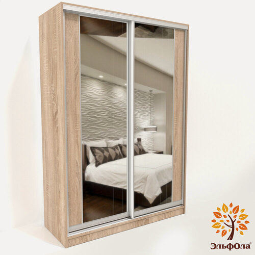 Изображение товара Шкаф купе ЭльфОла "Оптима" 180*45*220 см, дуб сонома, фасады зеркальная вставка