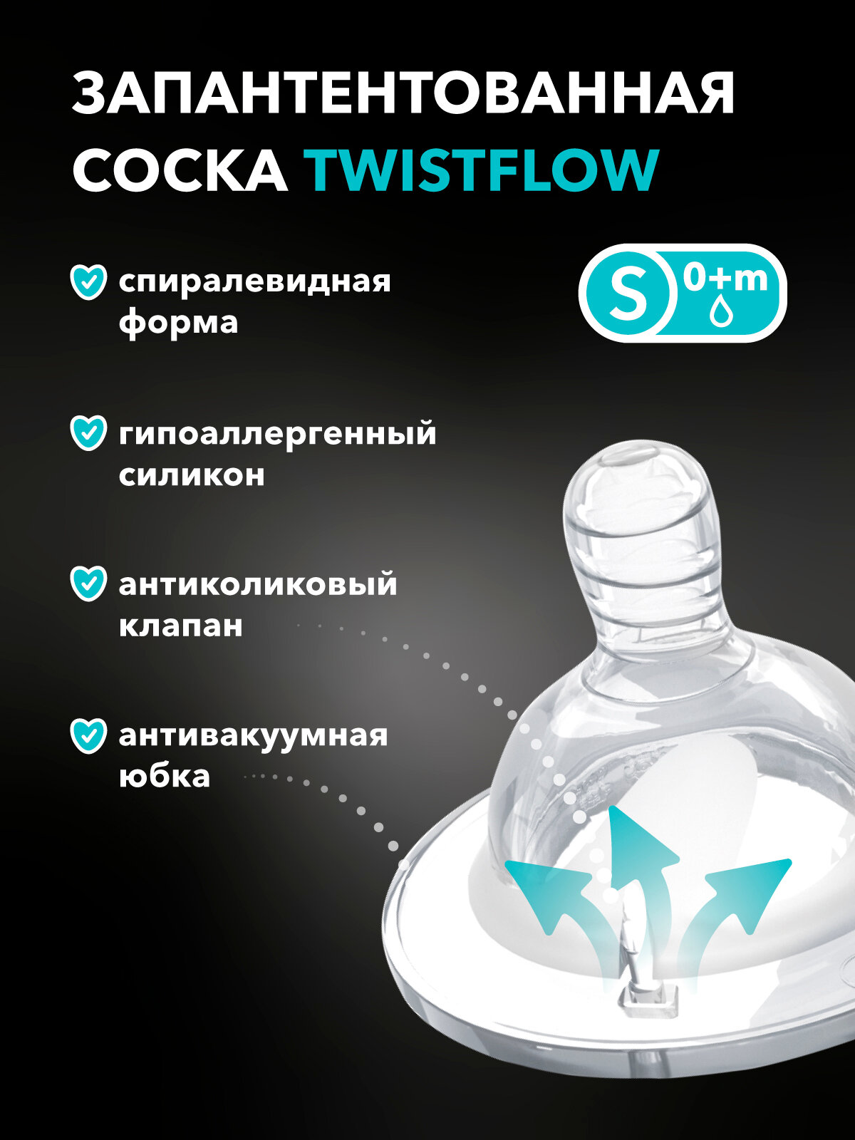 Детская антиколиковая бутылочка для кормления новорожденных Twistshake, 180 мл, от 0 мес, 2 пустышки в комплекте — фото 1
