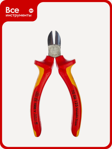 Изображение товара Бокорезы KNIPEX VDE KN-7006125 из спиральной проволоки, диагональные с покрытием CrV, рукоятками красно‑жёлтого цвета