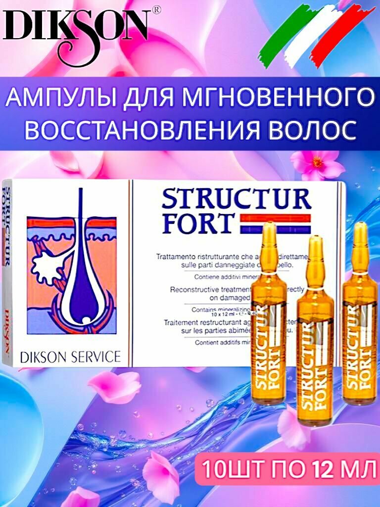 HB 10 шт по 12 мл Cыворотка DIKSON ампулы для восстановления волос Structur Fort  Ботокс для волос