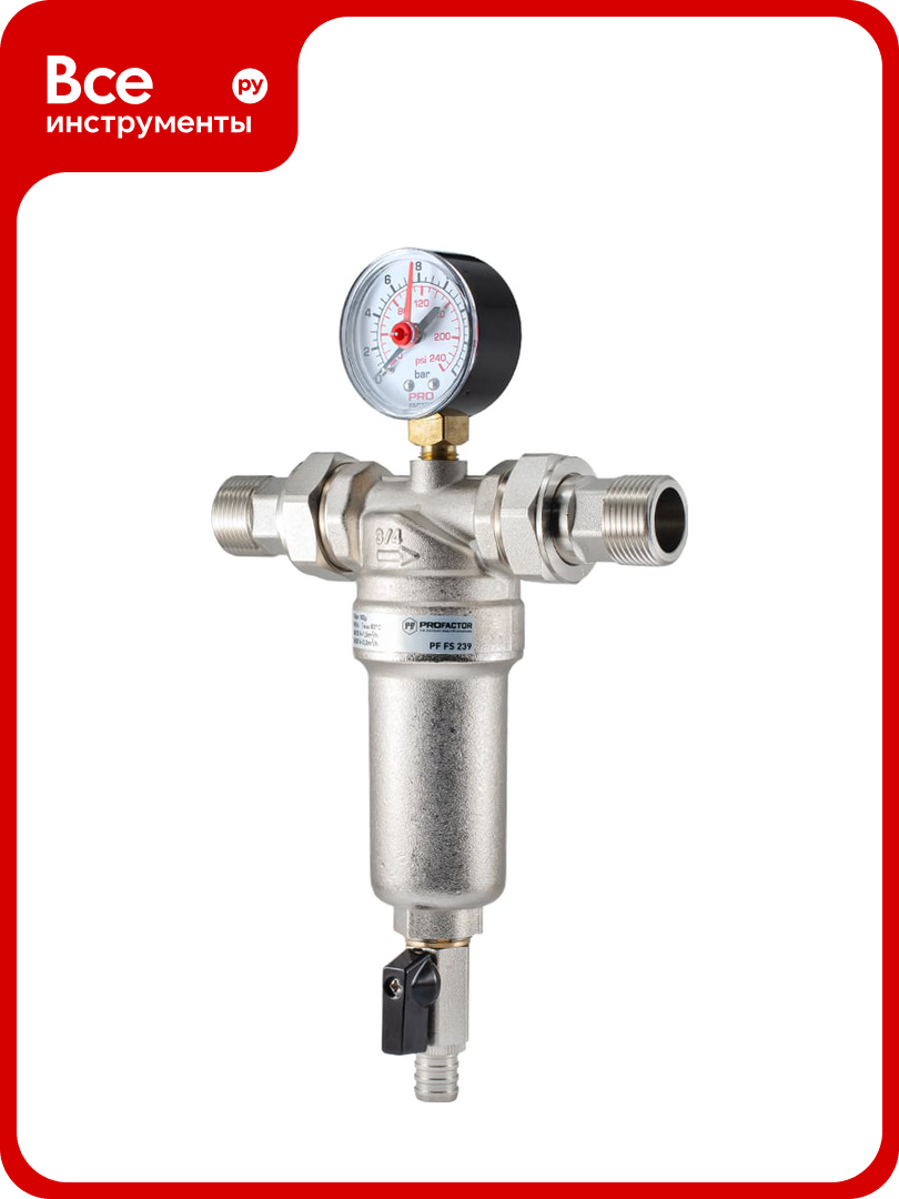 Фильтр промывной с манометром для горячей воды PROFACTOR 3/4" PF FS 239.20G