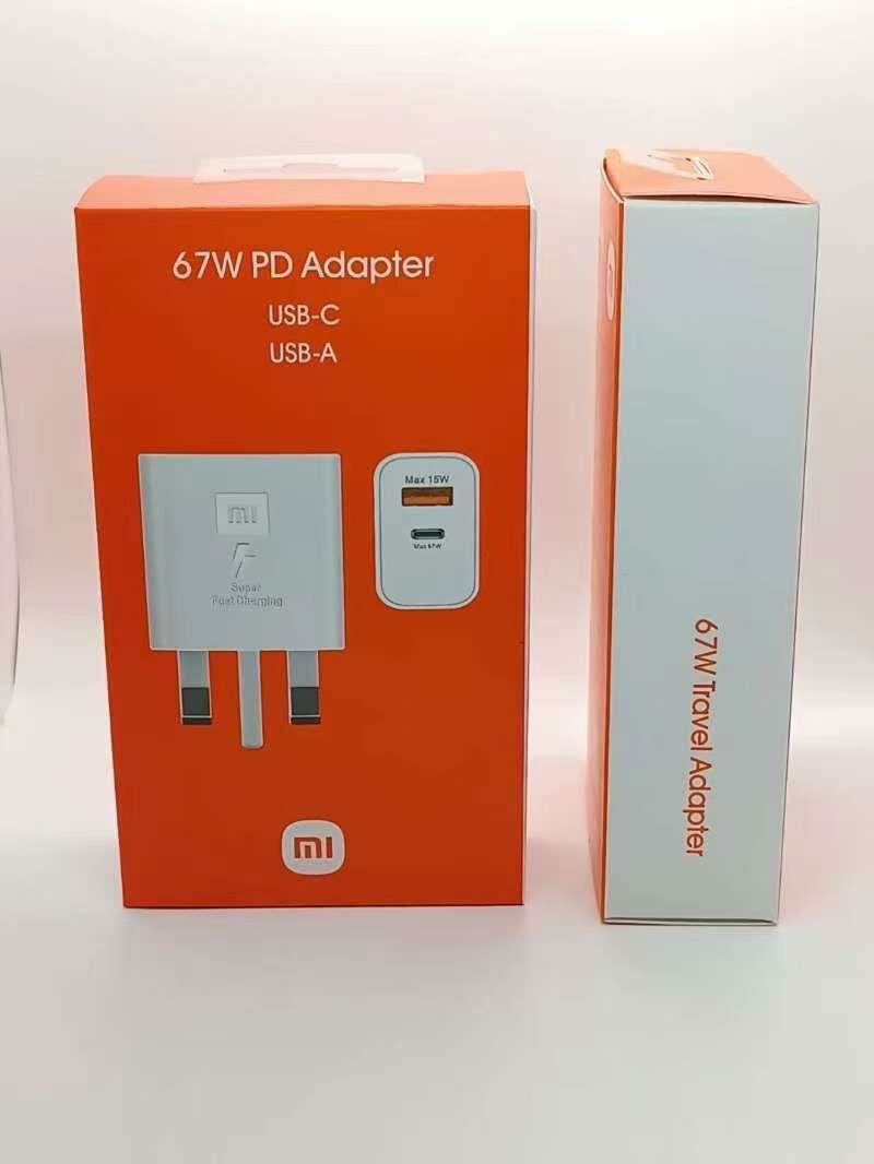 Зарядное устройство 67 Вт Быстрая зарядка, кабель USB-c USB-A для Xiaomi и Android