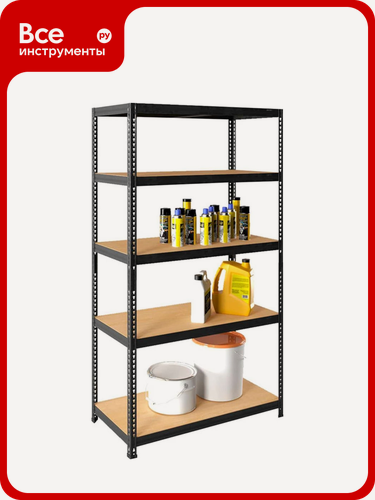 Изображение товара Стеллаж практик SBL 180KD-90x40-5 напольный металлический с ДВП панелями, окрашенный краской, серый, многоярусный