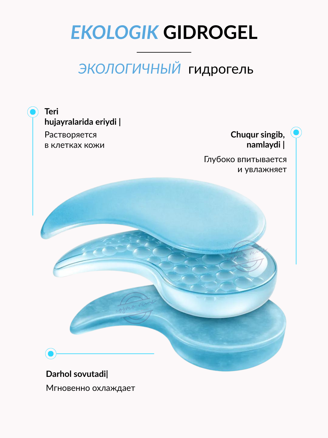 MIXIT Collagen hydrogel eye patches – Гидрогелевые патчи с коллагеном, 60 шт — фото 1