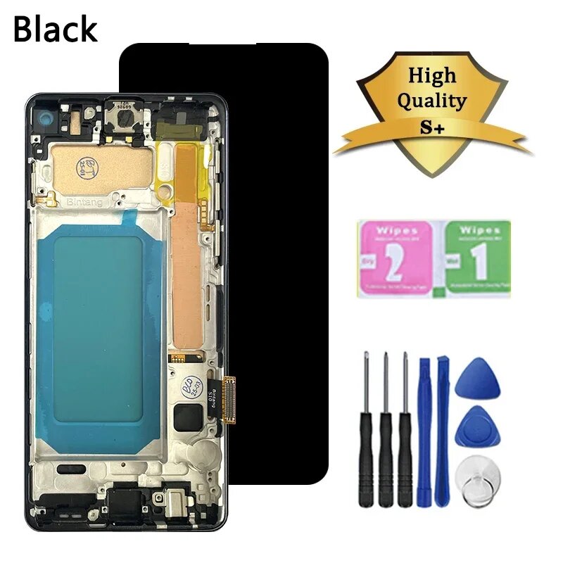 SM-G973F/DS G973U Премиальный ЖК-дисплей для Samsung S10, дигитайзер сенсорного экрана в сборе, ЖК-дисплей G973 с рамкой, With Black Frame