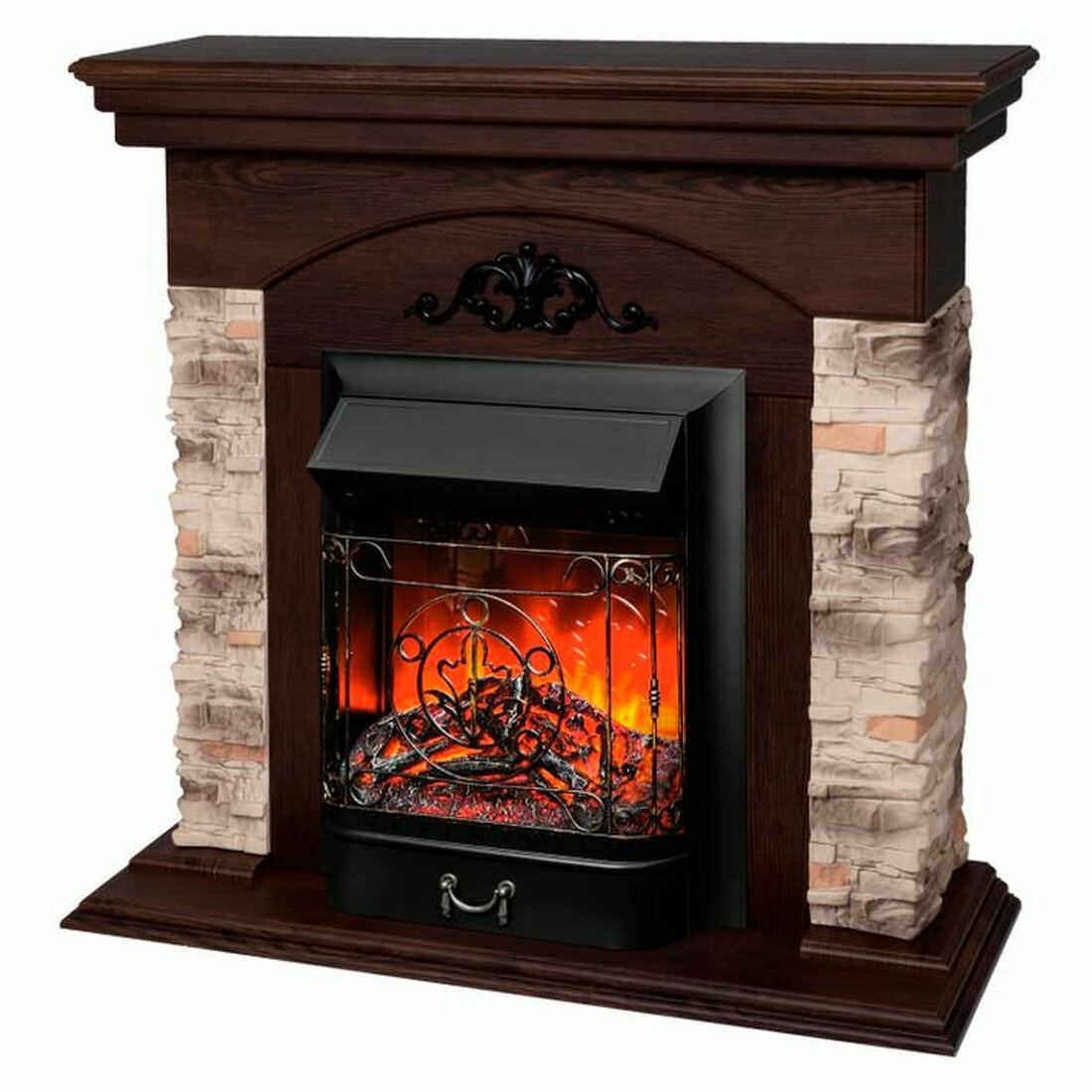 Каминокомплект RealFlame ROCKWOOD STD с электрообогревом глубина 46 см