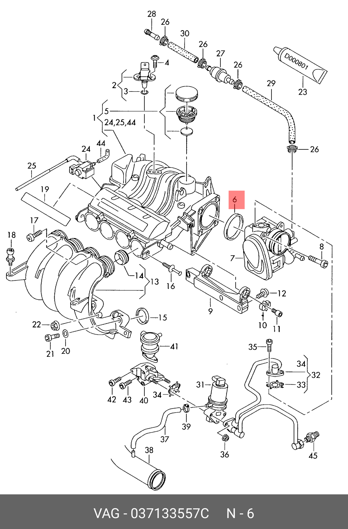 Прокладка дроссельной заслонки AUDI: A3 08-  SKODA: OCTAVIA 05-13  VW: CA...