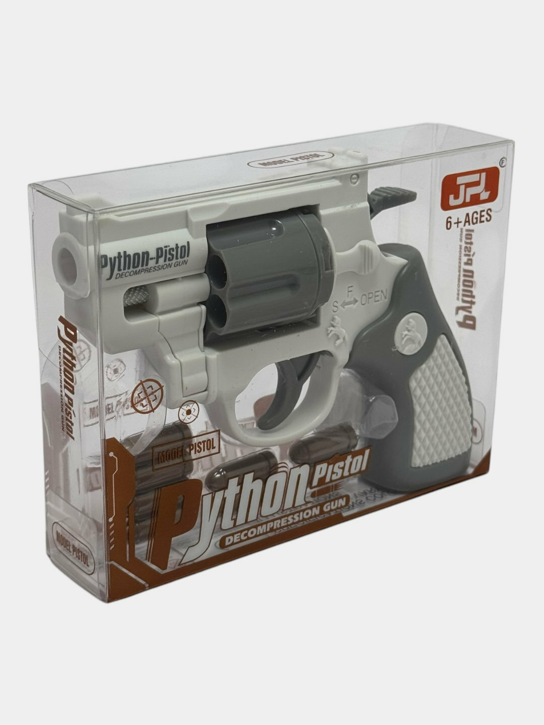 Игрушечный пистолет-револьвер Python, безопасная игрушка для детей 6+, развитие моторики Код. 27051