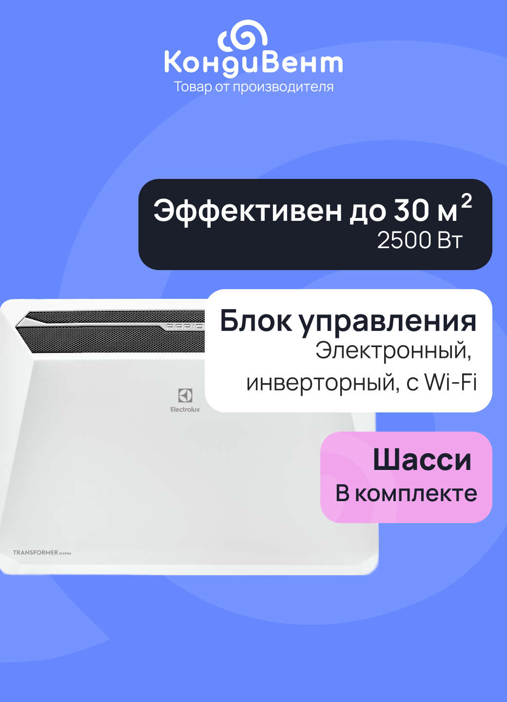 Комплект Electrolux Rapid Transformer с блоком управления и шасси ECH/R-2500 T-TUI4 (инверторный)