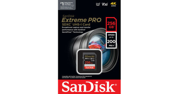 SanDisk 256GB Extreme PRO — SDXC карта для записи фото и видео в 4K UHD
