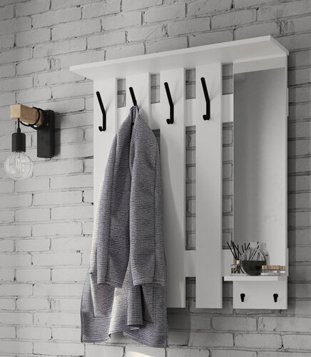Изображение товара Настенная вешалка "Орион" ВНК, белый, с зеркалом, с крючками, ЛДСП, 80 см x 91,6 см x 20 см