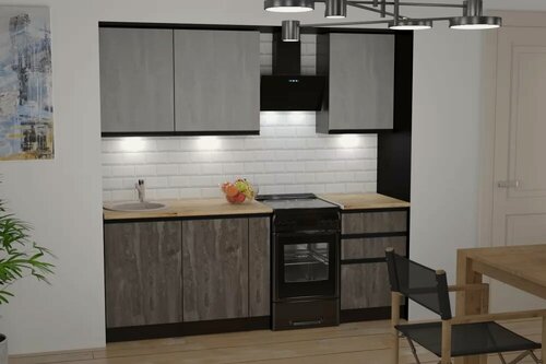 Изображение товара Кухонный гарнитур Герда Симфония стандарт 1600 мм, каркас ЛДСП, фасад ЛДСП, Венге/Бетон светлый/Бетон темный