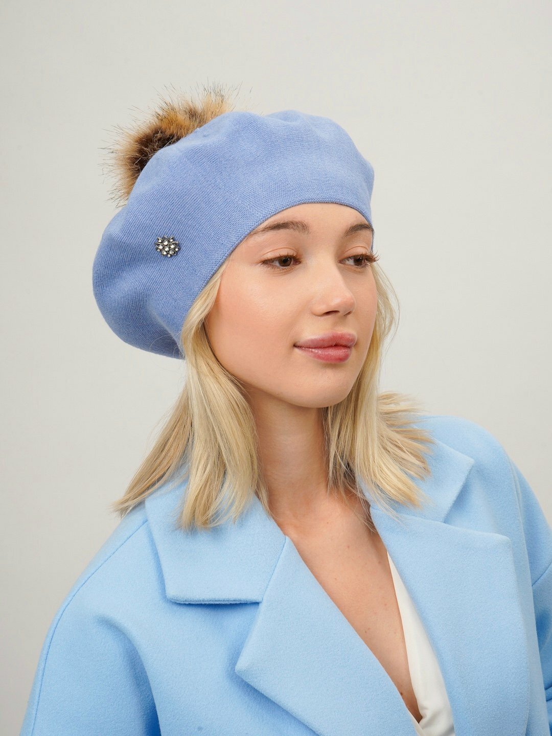 Шапка-бини для взрослых и детей, размер 56, лавандовый — фото 1