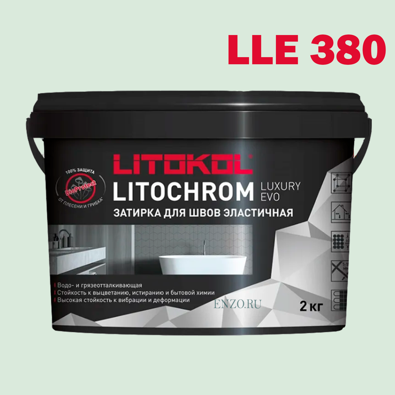 Затирка цементная Litokol Litochrom Luxury Evo LLE.380 светло-зеленый 2 кг