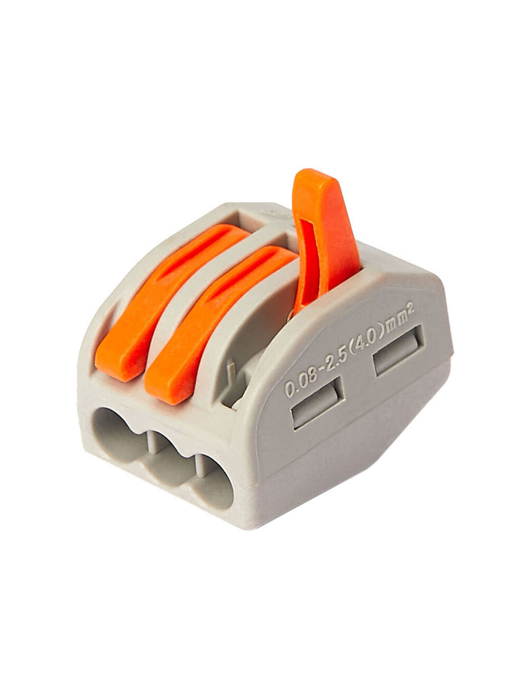 Клемма на 3 провода 222-413 008-(25)4 кв. мм с рычажками без пасты (20 шт.)