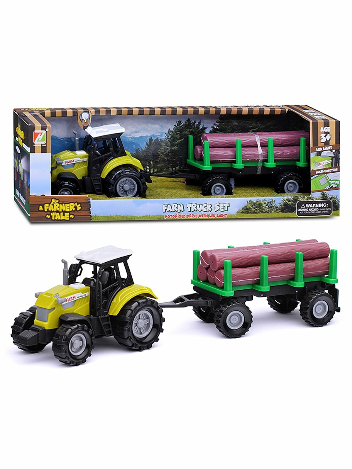 Машинка Трактор с прицепом Фермер на батарейках (550-10P)