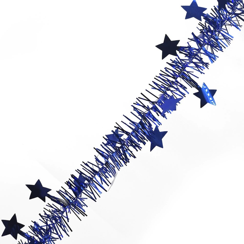 Мишура 5х200 см со звездочками синяя