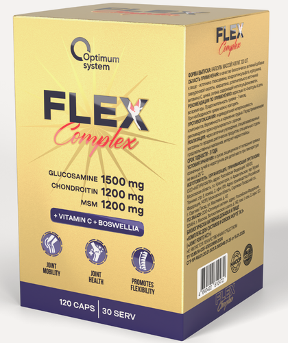 Изображение товара Поддержка суставов и связок Optimum System Flex Complex Gold Series, с коллагеном 2 типа, 120 капсул